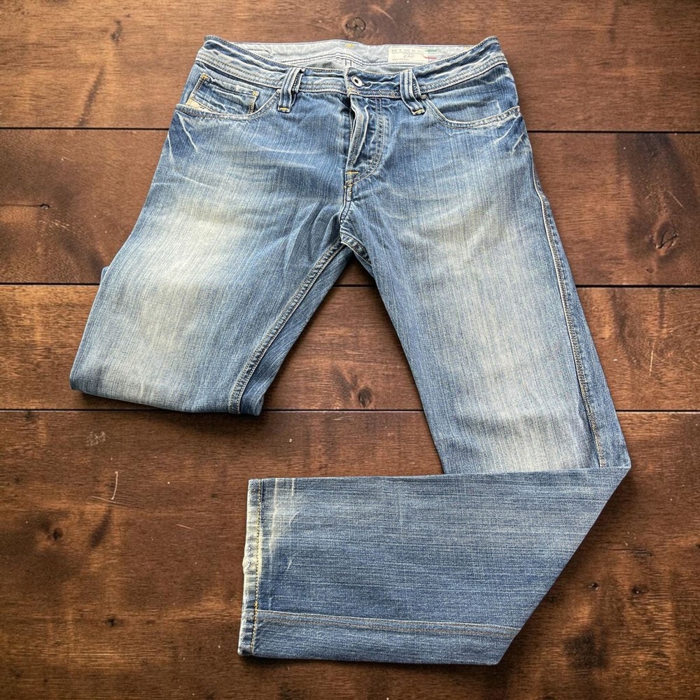 Vintage Y2K Diesel ZAF Mens Jeans 30x30 Light Wash Straight Made in Italy 2007